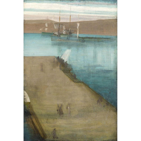 Valparaiso Harbor Black Modern Wood Framed Art Print with Double Matting by Whistler, James McNeill