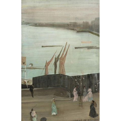 Variations in Pink and Grey, Chelsea Gold Ornate Wood Framed Art Print with Double Matting by Whistler, James McNeill