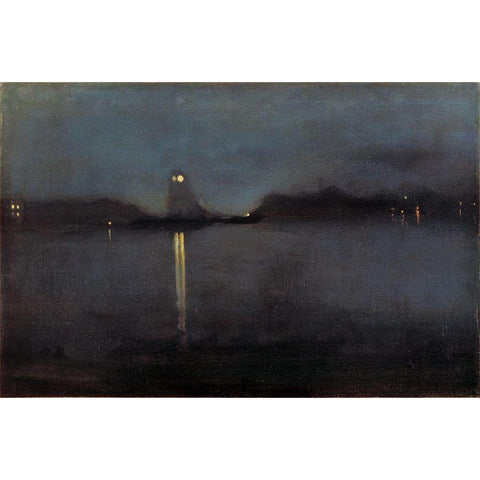 Nocturne Gold Ornate Wood Framed Art Print with Double Matting by Whistler, James McNeill