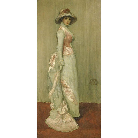 Nocturne in Pink and Gray, Portrait of Lady Meux Gold Ornate Wood Framed Art Print with Double Matting by Whistler, James McNeill