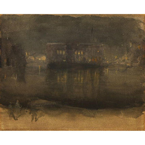 Amsterdam Nocturne White Modern Wood Framed Art Print by Whistler, James McNeill