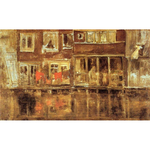 The Canal Amsterdam White Modern Wood Framed Art Print by Whistler, James McNeill