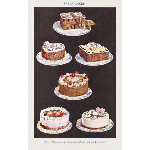 Fancy Cakes White Modern Wood Framed Art Print by Mrs. Beeton''s Book of Household Management