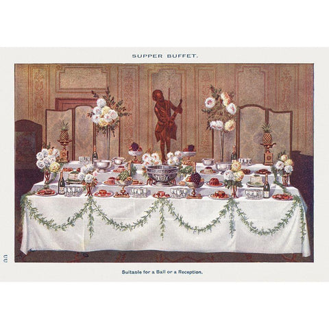 A Supper Buffet for Ball or Reception White Modern Wood Framed Art Print by Mrs. Beeton''s Book of Household Management