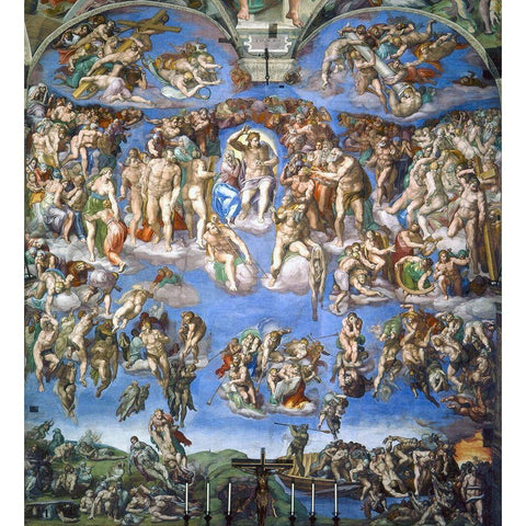 The Last Judgement Black Modern Wood Framed Art Print with Double Matting by Michelangelo