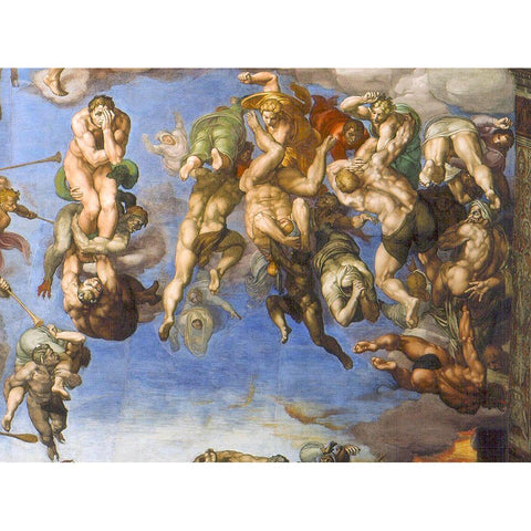 The Last Judgement Detail White Modern Wood Framed Art Print by Michelangelo