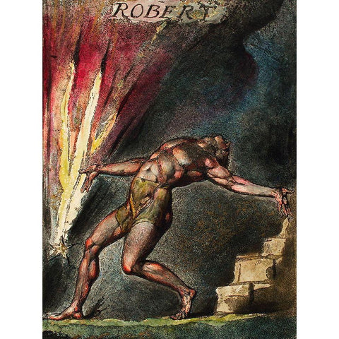 Robert illustration from Milton White Modern Wood Framed Art Print by Blake, William