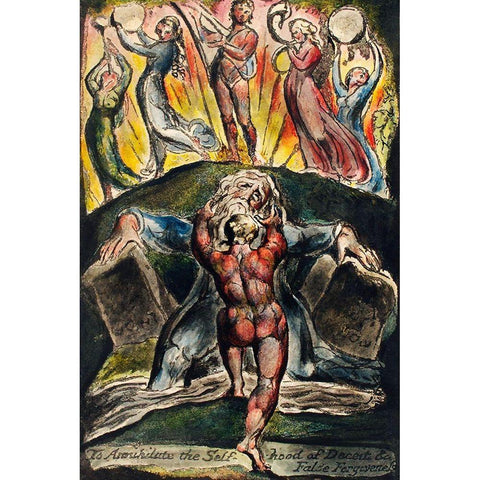 To annihilate the self-hood of deceit and false forgiveness from Milton White Modern Wood Framed Art Print by Blake, William