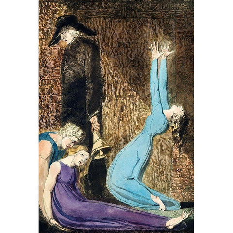 Man supporting a supine woman White Modern Wood Framed Art Print by Blake, William