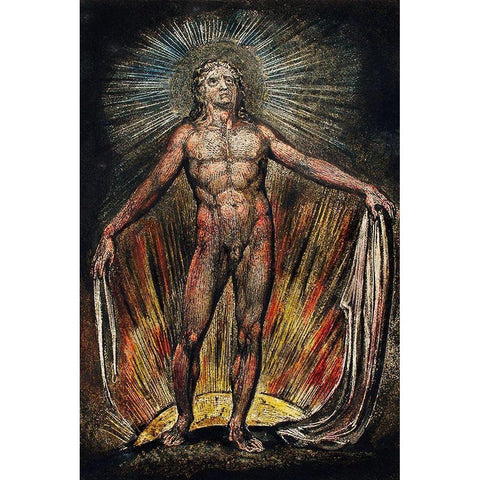 The robe of the promise illustration from Milton Black Modern Wood Framed Art Print with Double Matting by Blake, William