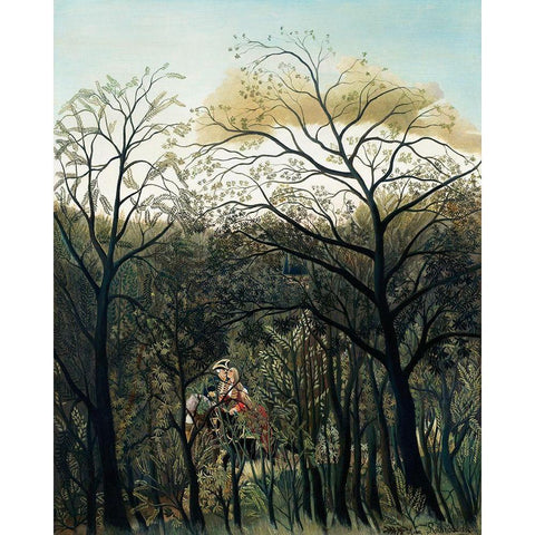 Rendezvous in the Forest White Modern Wood Framed Art Print by Rousseau, Henri