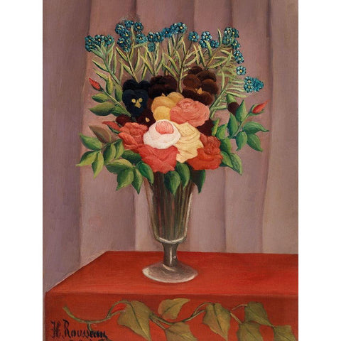 Bouquet of Flowers 1910 Black Modern Wood Framed Art Print with Double Matting by Rousseau, Henri