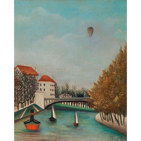 Study for View of the Pont de Sevres 1908 Black Modern Wood Framed Art Print with Double Matting by Rousseau, Henri