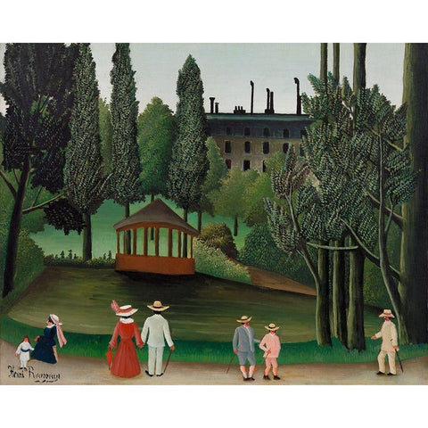 View of Montsouris Park, the Kiosk 1910 Black Modern Wood Framed Art Print with Double Matting by Rousseau, Henri