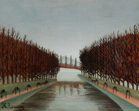 Le canal 1905 White Modern Wood Framed Art Print with Double Matting by Rousseau, Henri