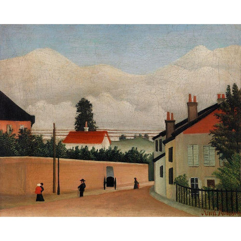 Outskirts of Paris 1895 White Modern Wood Framed Art Print by Rousseau, Henri