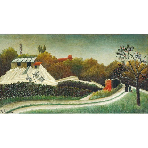 Sawmill, Outskirts of Paris 1895 White Modern Wood Framed Art Print by Rousseau, Henri