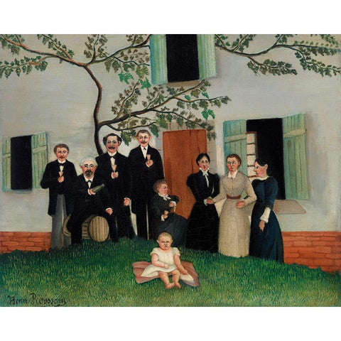 The Family 1900 Gold Ornate Wood Framed Art Print with Double Matting by Rousseau, Henri