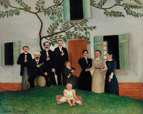 The Family 1900 White Modern Wood Framed Art Print with Double Matting by Rousseau, Henri