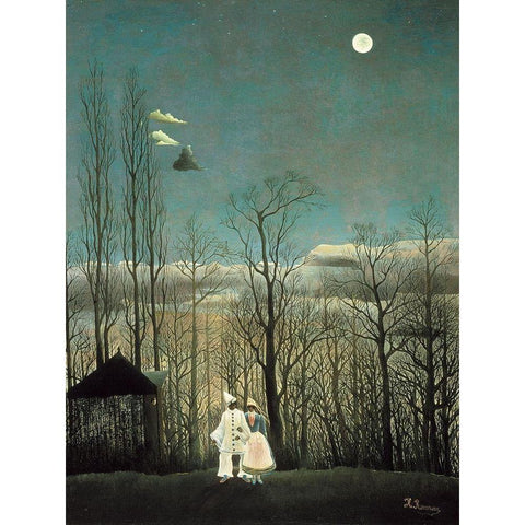 Carnival Evening Black Modern Wood Framed Art Print with Double Matting by Rousseau, Henri