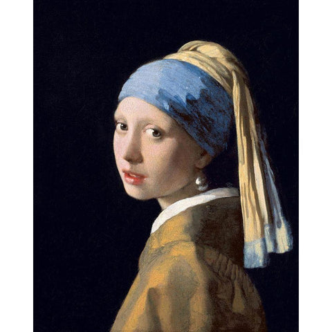 Girl with a Pearl Earring White Modern Wood Framed Art Print by Vermeer, Johannes