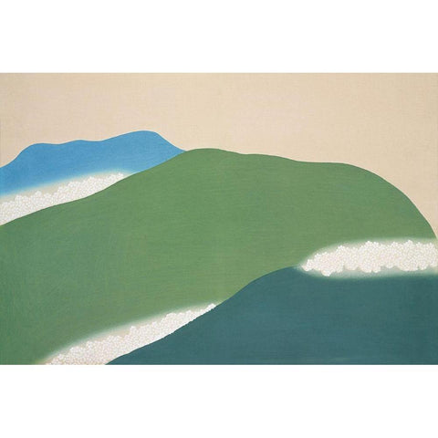 Green mountains from Momoyogusa Black Modern Wood Framed Art Print with Double Matting by Sekka, Kamisaka