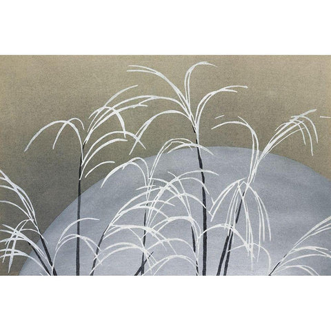 Frost from Momoyogusa White Modern Wood Framed Art Print by Sekka, Kamisaka