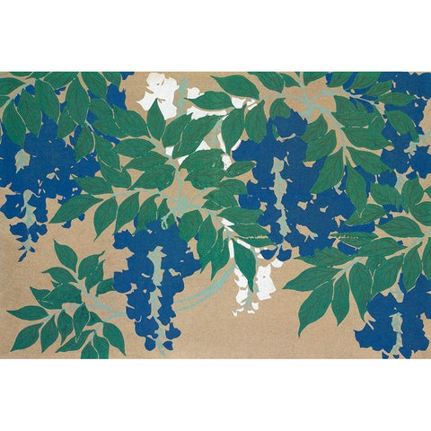 Wisteria from Momoyogusa Gold Ornate Wood Framed Art Print with Double Matting by Sekka, Kamisaka