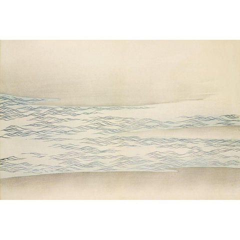 Ocean waves from Momoyogusa Black Modern Wood Framed Art Print with Double Matting by Sekka, Kamisaka