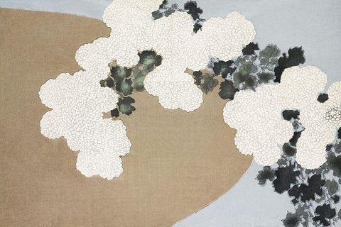 Blossom from Momoyogusa White Modern Wood Framed Art Print with Double Matting by Sekka, Kamisaka