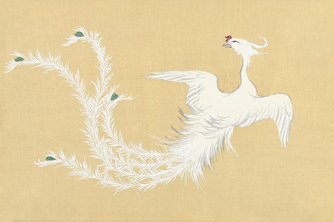 Bird from Momoyogusa White Modern Wood Framed Art Print with Double Matting by Sekka, Kamisaka