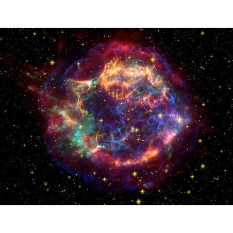 Cassiopeia A Gold Ornate Wood Framed Art Print with Double Matting by NASA