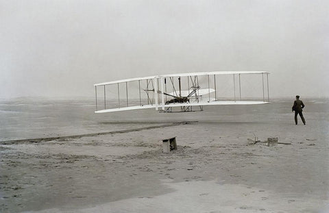 First Flight, December 17, 1903 White Modern Wood Framed Art Print with Double Matting by NASA