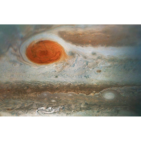 Jupiters Great Red Spot as Viewed by Voyager 1 Gold Ornate Wood Framed Art Print with Double Matting by NASA