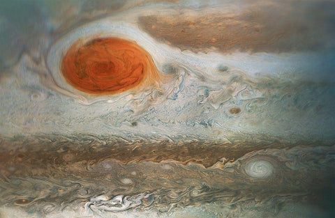 Jupiters Great Red Spot as Viewed by Voyager 1 White Modern Wood Framed Art Print with Double Matting by NASA