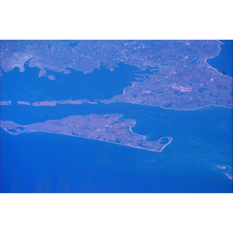 Marthas Vineyard and Cape Cod Black Modern Wood Framed Art Print with Double Matting by NASA