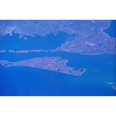 Marthas Vineyard and Cape Cod Gold Ornate Wood Framed Art Print with Double Matting by NASA