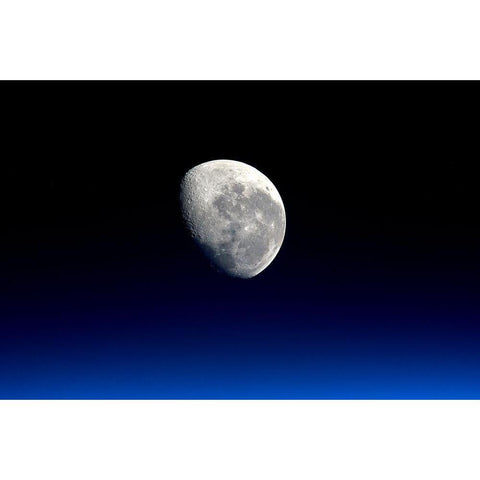 Moonset Viewed From the International Space Station Gold Ornate Wood Framed Art Print with Double Matting by NASA