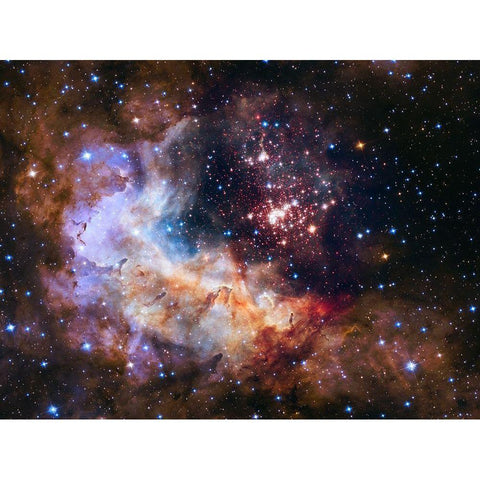 NASA Unveils Celestial Fireworks as Official Hubble 25th Anniversary Image Gold Ornate Wood Framed Art Print with Double Matting by NASA