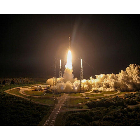 Off to space Gold Ornate Wood Framed Art Print with Double Matting by NASA