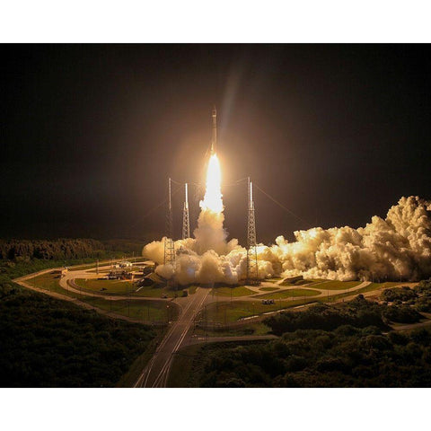 Off to space Black Modern Wood Framed Art Print with Double Matting by NASA