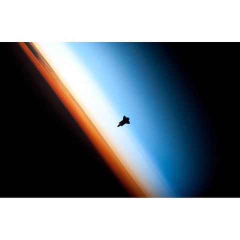 Space Shuttle Endeavour Black Modern Wood Framed Art Print with Double Matting by NASA