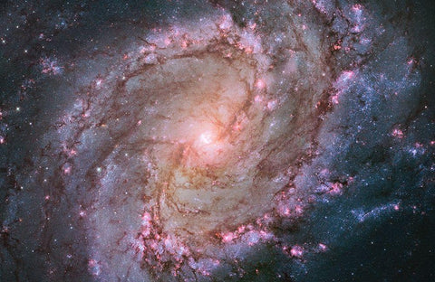 Spiral Galaxy M83, Hubble Space Telescope White Modern Wood Framed Art Print with Double Matting by NASA