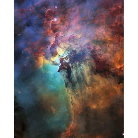 The Lagoon Nebula Gold Ornate Wood Framed Art Print with Double Matting by NASA