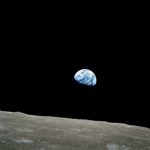 Earthrise White Modern Wood Framed Art Print by NASA