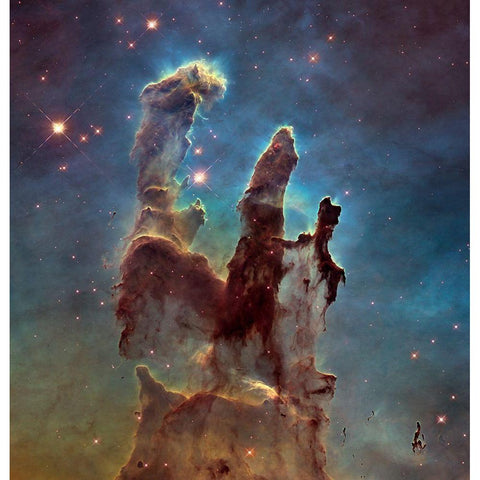 Pillars of Creation White Modern Wood Framed Art Print by NASA