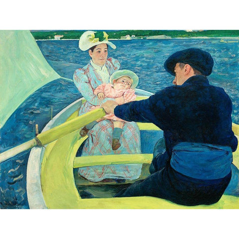 The Boating Party White Modern Wood Framed Art Print by Cassatt, Mary