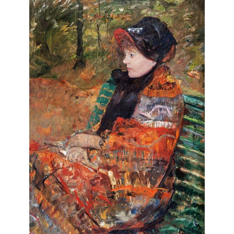 Autumn, portrait of Lydia Cassatt White Modern Wood Framed Art Print by Cassatt, Mary