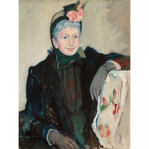 Portrait of an Elderly Lady White Modern Wood Framed Art Print by Cassatt, Mary