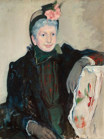 Portrait of an Elderly Lady White Modern Wood Framed Art Print with Double Matting by Cassatt, Mary